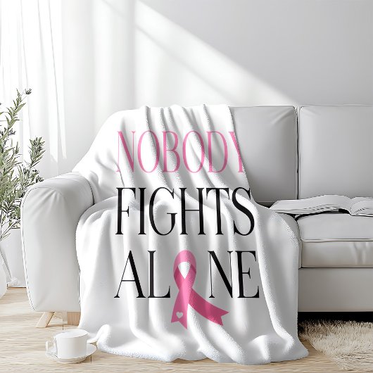 ピンクリボンと"Nobody Fights Alone" フリースブランケット