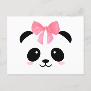 ピンクリボンのかわいいパンダ ポストカード