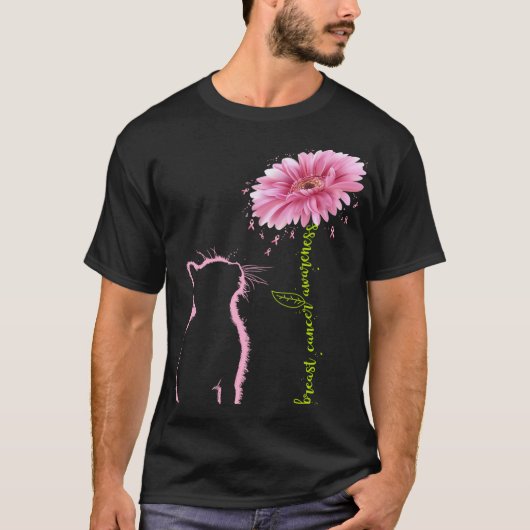 ピンクリボンのデイジー Tシャツ (正面)