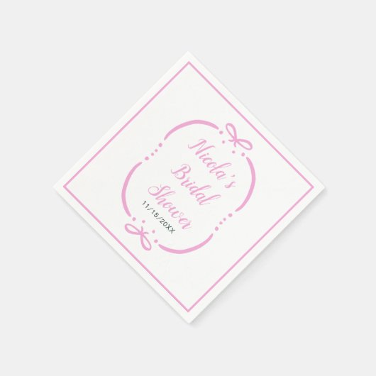 ピンクリボンのブライダルシャワー スタンダードカクテルナプキン (角)