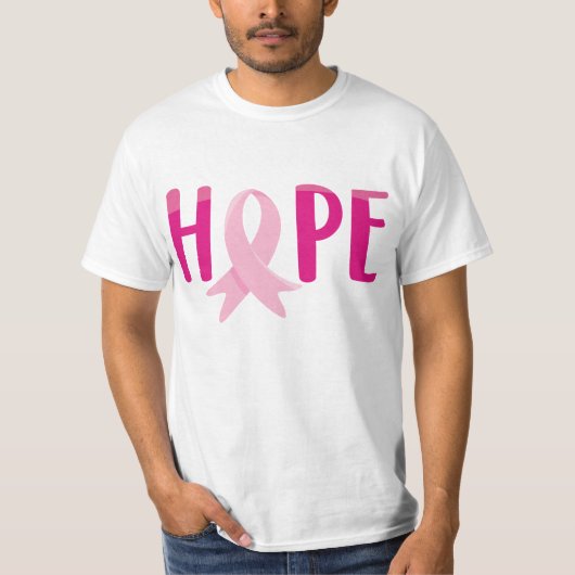 ピンクリボンの希望乳がん認識Tシャツ Tシャツ (正面)