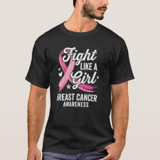 ピンクリボンの戦士 強く生きる Tシャツ