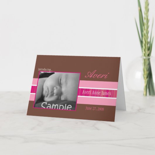 ピンクリボンの誕生のお知らせ 案内状 (正面)