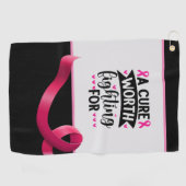 ピンクリボンを持つ乳がん認識度 ゴルフタオル (横)