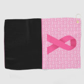 ピンクリボンを持つ乳がん認識度 ゴルフタオル (横)