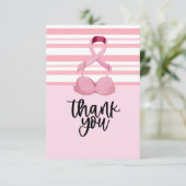 ピンクリボンを持つ乳がん認識度 サンキューカード (スタンド正面)
