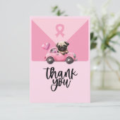 ピンクリボンを持つ乳がん認識度 サンキューカード (スタンド正面)