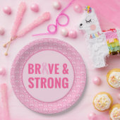 ピンクリボンを持つ乳がん認識度 ペーパープレート (パーティー)