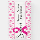 ピンクリボンを持つ乳がん認識度 横断幕 (縦)