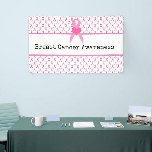ピンクリボンを持つ乳がん認識度 横断幕 (トレードショー)