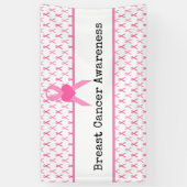 ピンクリボンを持つ乳がん認識度 横断幕 (縦)