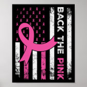 ピンクリボンアメリカ国旗の乳がん患者 ポスター (正面)