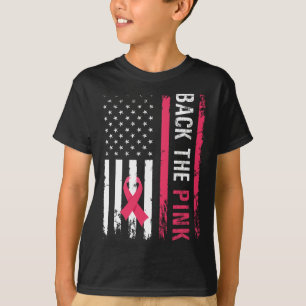 ピンクリボンアメリカ国旗の乳がん患者 Tシャツ