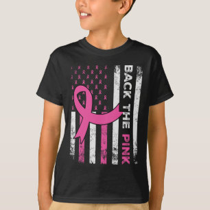 ピンクリボンアメリカ国旗の乳がん患者 Tシャツ