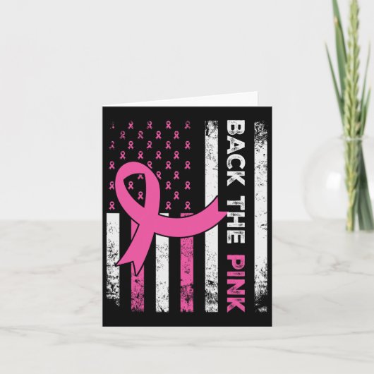ピンクリボンアメリカ国旗の乳がんAを食べる カード (正面)