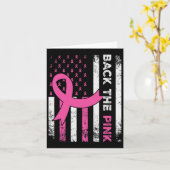 ピンクリボンアメリカ国旗の乳がんAを食べる カード (黄色い花)