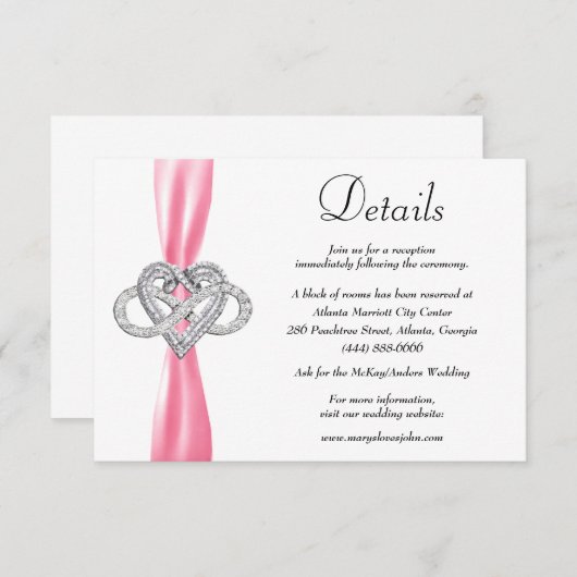 ピンクリボンインフィニティ結婚ハートの詳細 エンクロージャーカード (正面/裏面)