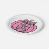 ピンクリボンカボチャ顔ハロウィーン乳がん ペーパープレート (アングル)