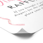 ピンクリボンガール赤ちゃんシャワーおむつラッフルサイン ポスター (角)