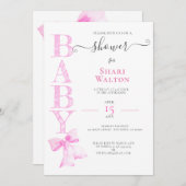 ピンクリボンガール赤ちゃんシャワー招待状 招待状 (正面/裏面)