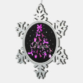 ピンクリボンクリスマスツリー スノーフレークピューターオーナメント (右)