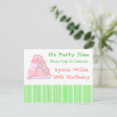 ピンクリボンケーキの誕生日招待状 招待状 (スタンド正面)