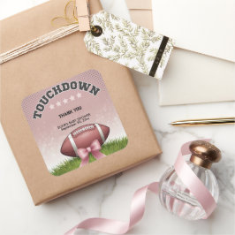 ピンクリボンサッカータッチダウン赤ちゃんシャワー スクエアシール