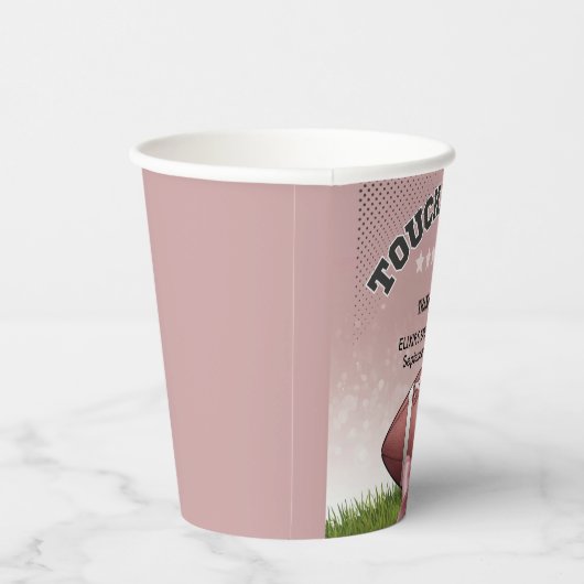 ピンクリボンサッカータッチダウン赤ちゃんシャワー 紙コップ (右)
