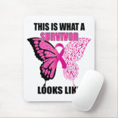ピンクリボンサバイバーバタフライ乳がん マウスパッド (マウス)