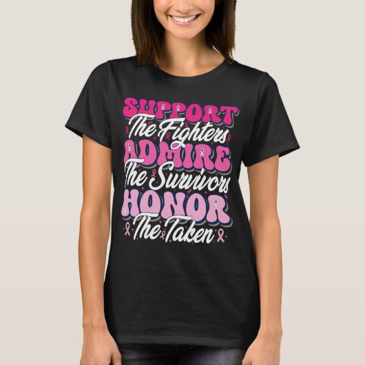 ピンクリボンサポートアミーオナーバスト認識度 Tシャツ (正面)