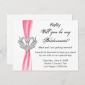 ピンクリボンシルバースワンズブリーズメイドカード 招待状 (正面/裏面)