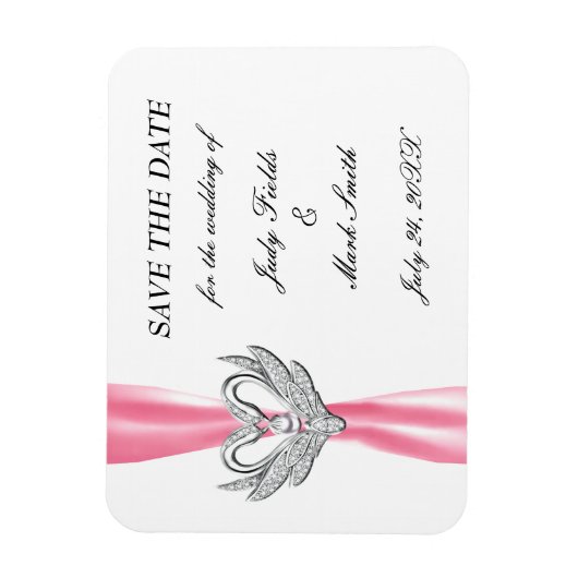 ピンクリボンシルバースワンズ日付磁石を保存 マグネット (縦)