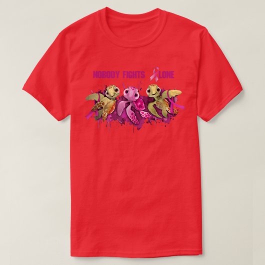 ピンクリボンタートルバストがん認識度 Tシャツ (デザイン正面)