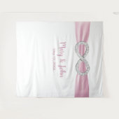 ピンクリボンダイヤモンドインフィニティ結婚の背景 タペストリー (正面(横))