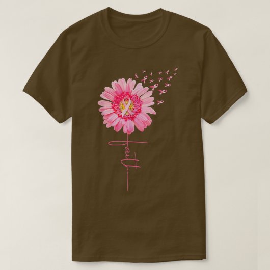 ピンクリボンデイジー信仰乳がん認識度M Tシャツ (デザイン正面)