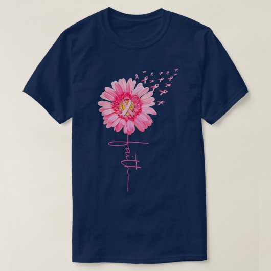 ピンクリボンデイジー信仰乳がん認識度Mo Tシャツ (デザイン正面)