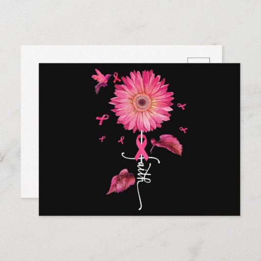 ピンクリボンデイジー信仰 – 乳がん認識度 ポストカード (正面/裏面)