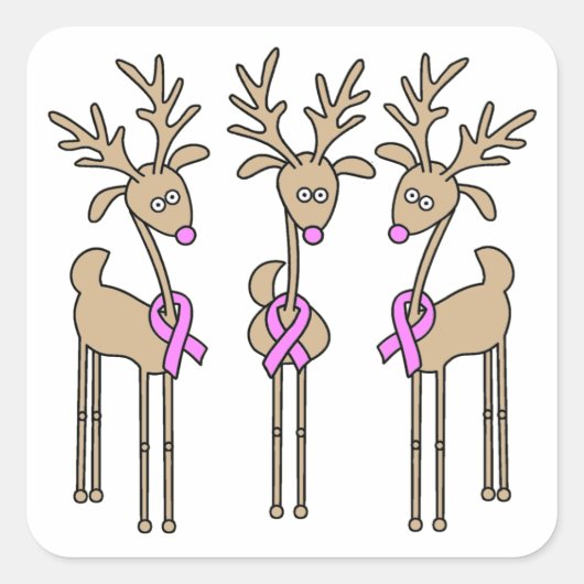 ピンクリボントナカイ – 乳がん スクエアシール (正面)