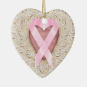 ピンクリボンハート- SRF セラミックオーナメント (右)