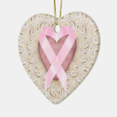 ピンクリボンハート- SRF セラミックオーナメント (左)