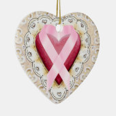 ピンクリボンハート- SRF セラミックオーナメント (右)