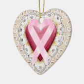 ピンクリボンハート- SRF セラミックオーナメント (左)