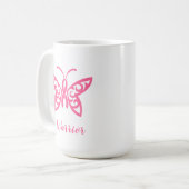 ピンクリボンバタフライ乳癌の戦士 コーヒーマグカップ (正面左)