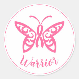 ピンクリボンバタフライ乳癌の戦士 ラウンドシール