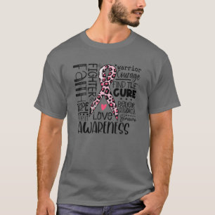 ピンクリボンフェイスホープラブタイポグラフィブストカンク Tシャツ