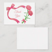 ピンクリボンフラワーサンキューカード ノートカード (正面/裏面)