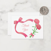 ピンクリボンフラワーサンキューカード ノートカード (正面/裏面インサイチュ)