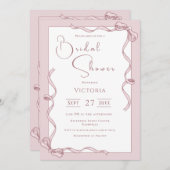 ピンクリボンブライダルシャワー招待 招待状 (正面/裏面)