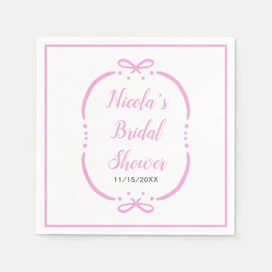 ピンクリボンブライダルシャワー スタンダードカクテルナプキン (正面)