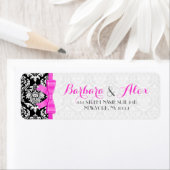 ピンクリボンブラックとホワイトのダマスク2 ラベル (インサイチュ)